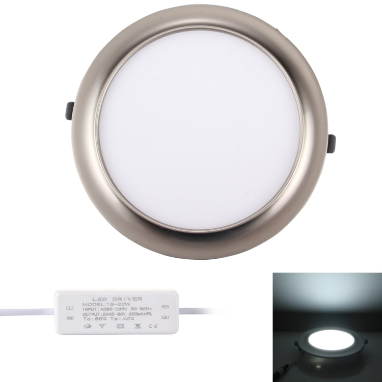 20W SMD 2835 White Light LED Ceiling Panel Light, 100 LEDs Round Electroplating with LED Driver, Surface Diameter: 230mm, AC 85-265V