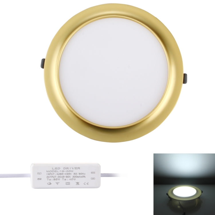 20W SMD 2835 White Light LED Ceiling Panel Light, 100 LEDs Round Electroplating with LED Driver, Surface Diameter: 230mm, AC 85-265V