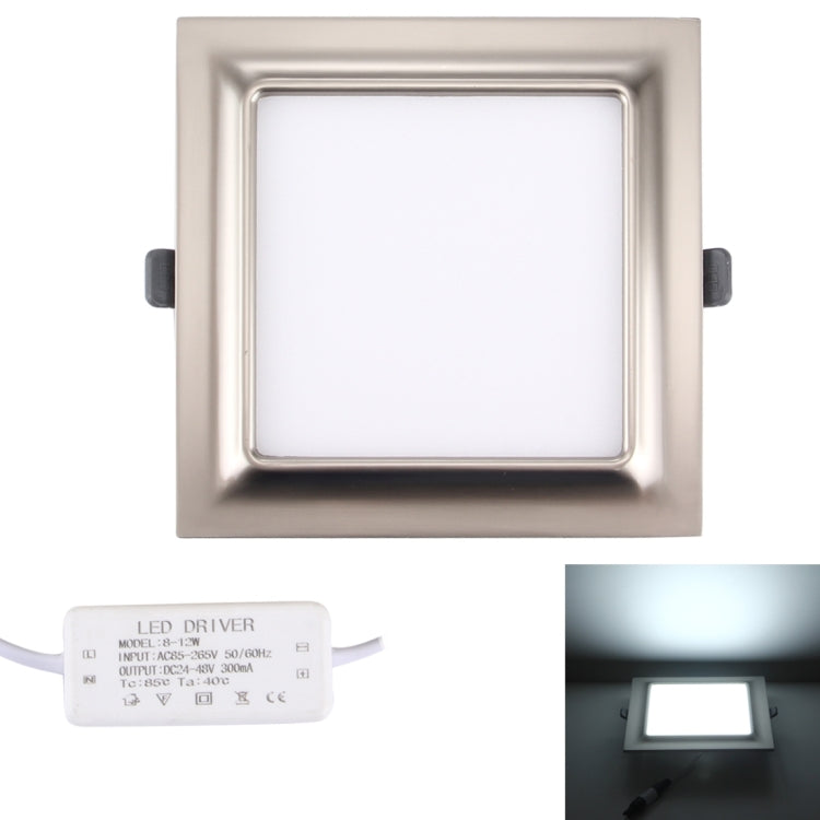 12W SMD 2835 White Light LED Ceiling Panel Light, 60 LEDs Square Electroplating with LED Driver, Surface Diameter: 150 x 150mm, AC 85-265V(Nickel)