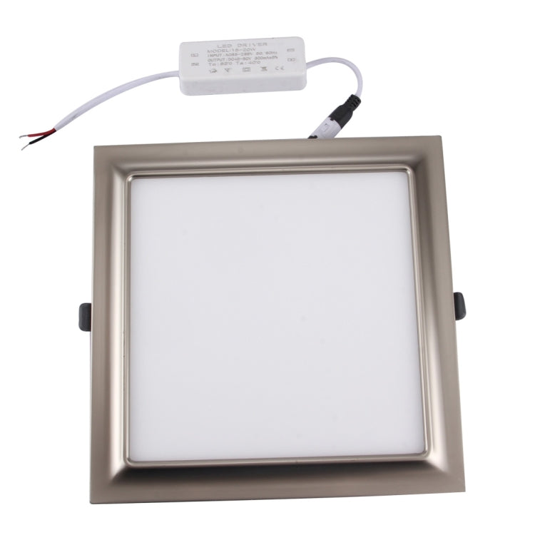 20W SMD 2835 White Light LED Ceiling Panel Light, 100 LEDs Square Electroplating with LED Driver, Surface Diameter: 215 x 215mm, AC 85-265V(Nickel)