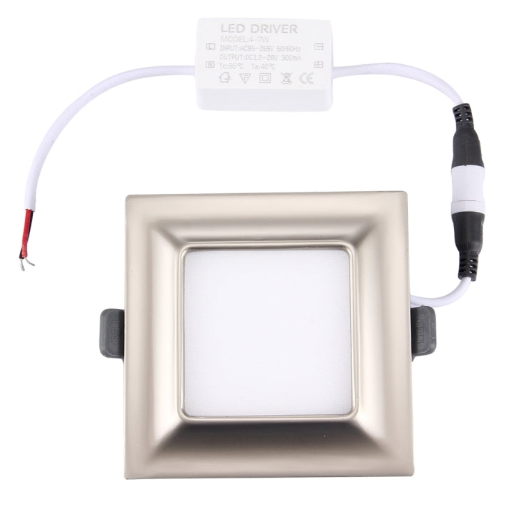 5W SMD 2835 White Light LED Ceiling Panel Light, 25 LEDs Square Electroplating with LED Driver, Surface Diameter: 98 x 98mm, AC 85-265V(Nickel)