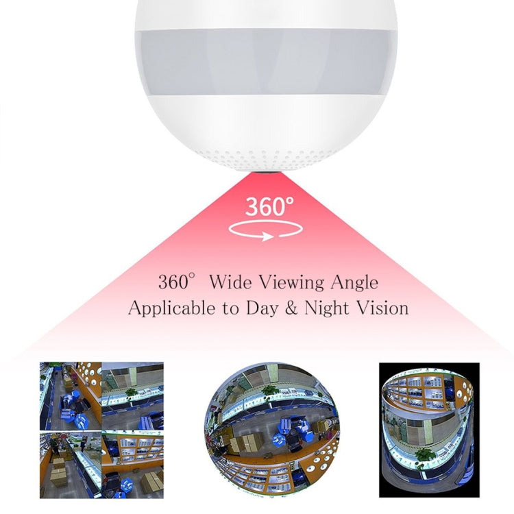 E27 3W 1080P LED Bulb Shape Wi-Fi IP Camera Wireless HD Home Security Panoramic 360 Degrees Light Sensing Bulb