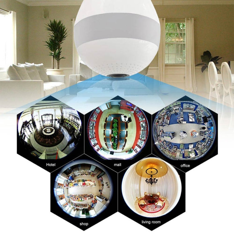 E27 3W 1080P LED Bulb Shape Wi-Fi IP Camera Wireless HD Home Security Panoramic 360 Degrees Light Sensing Bulb