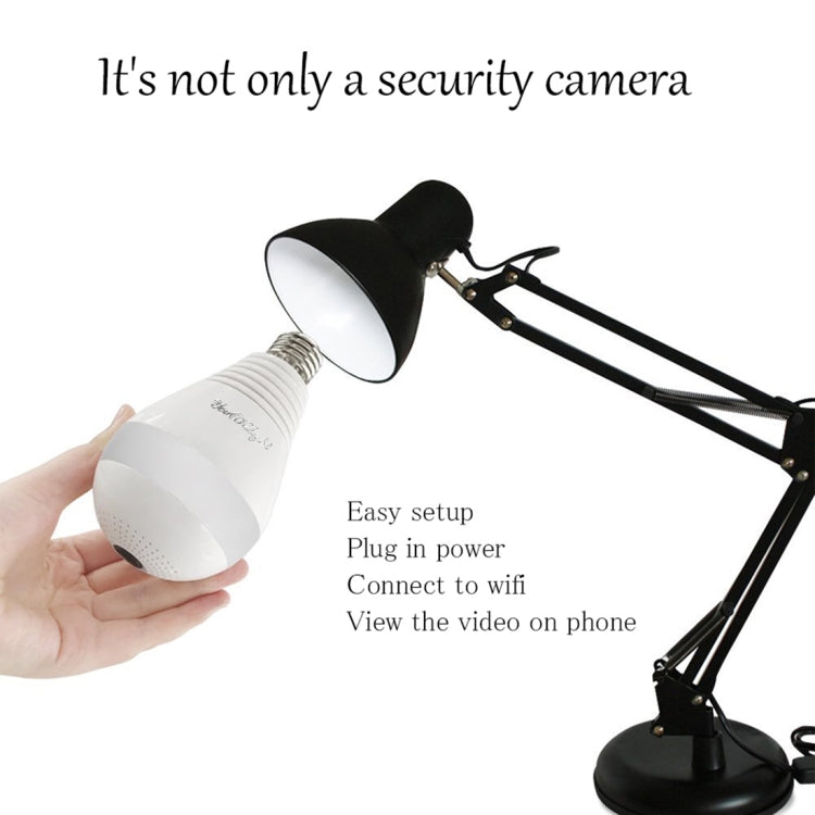 E27 3W 1080P LED Bulb Shape Wi-Fi IP Camera Wireless HD Home Security Panoramic 360 Degrees Light Sensing Bulb
