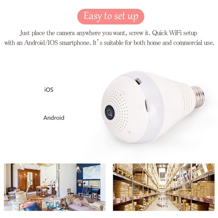 E27 3W 1080P LED Bulb Shape Wi-Fi IP Camera Wireless HD Home Security Panoramic 360 Degrees Light Sensing Bulb