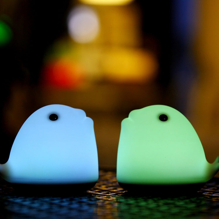 T10 Dolphin Shape Colorful LED Patted Night Light , USB Charge Silicone Energy-saving Lamp with Phone Holder
