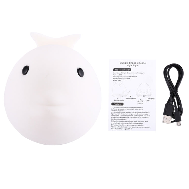 T10 Dolphin Shape Colorful LED Patted Night Light , USB Charge Silicone Energy-saving Lamp with Phone Holder