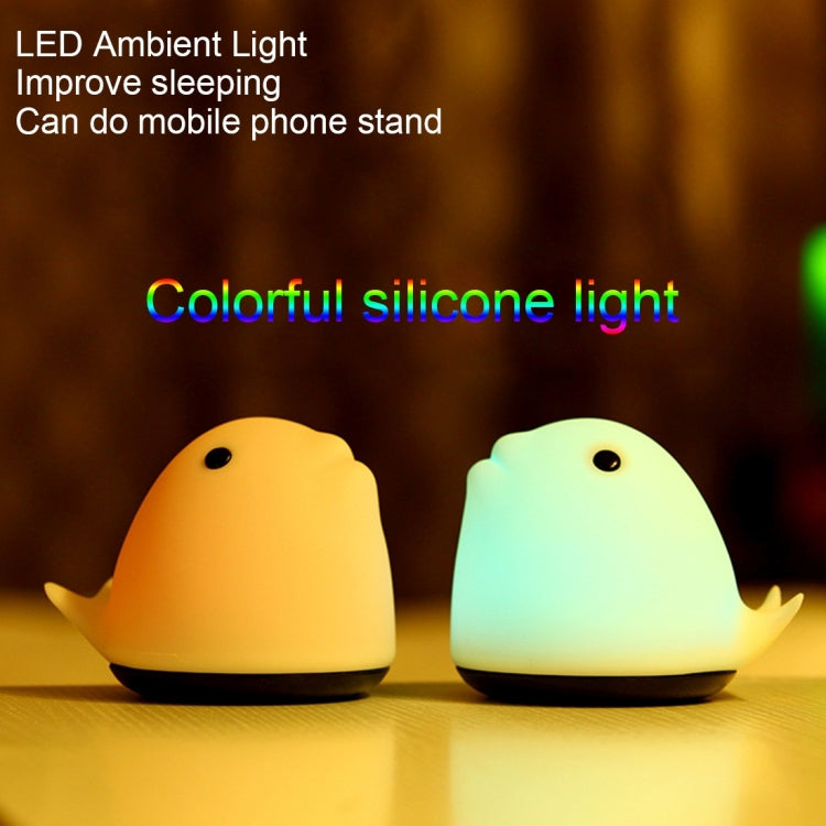 T10 Dolphin Shape Colorful LED Patted Night Light , USB Charge Silicone Energy-saving Lamp with Phone Holder