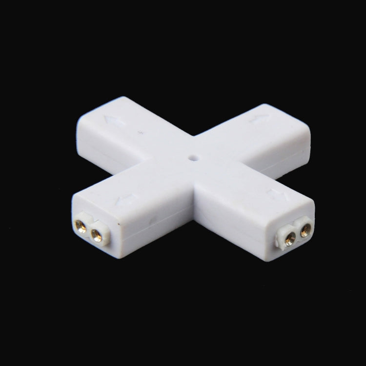 8mm 2pin Cross Solderless Clip-on Coupler Connector for LED Strip Light