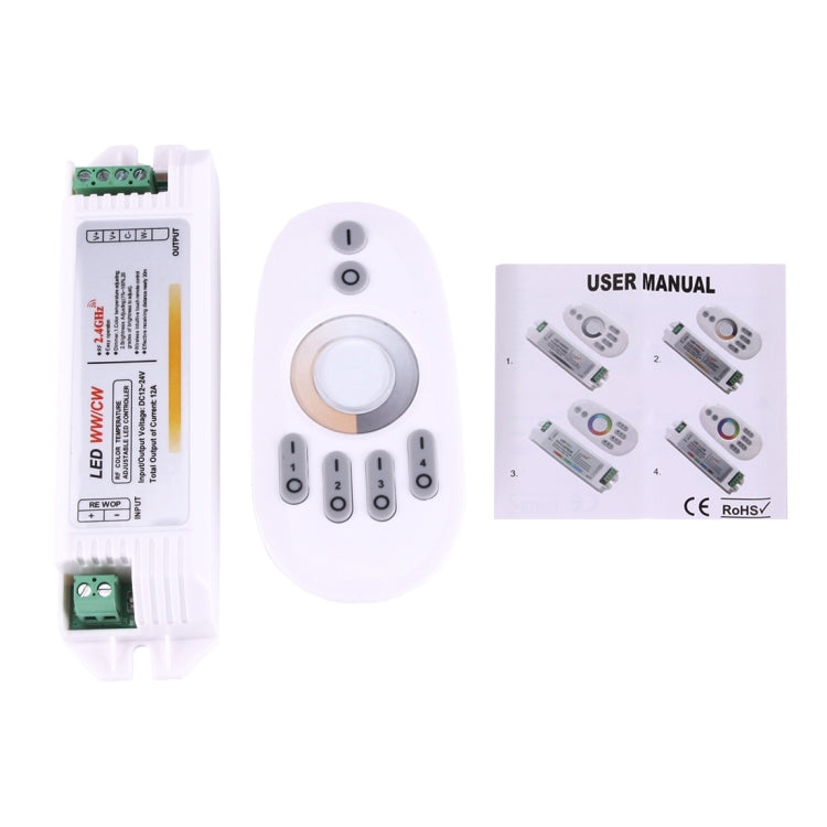 2.4GHz RF Wireless Touch Screen Double Color Temperature LED Dimming Controller, DC 12-24V(White)