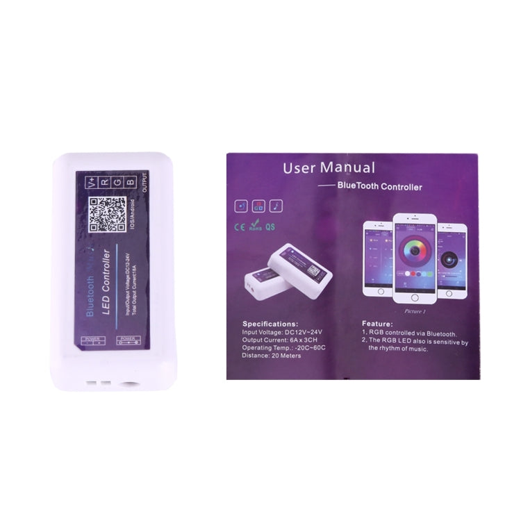 Mini RGB Bluetooth Music LED Controller, Support iOS & Android System, DC 12-24V(White)