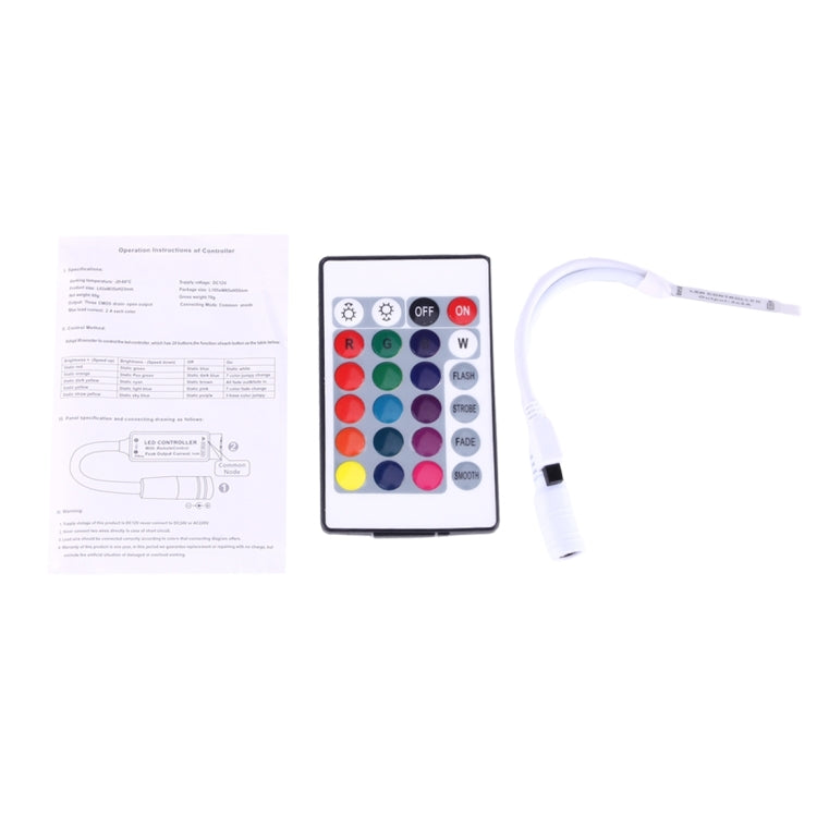 Mini RGB LED Controller with 24 Keys Remote Control, DC 5-24V(White)
