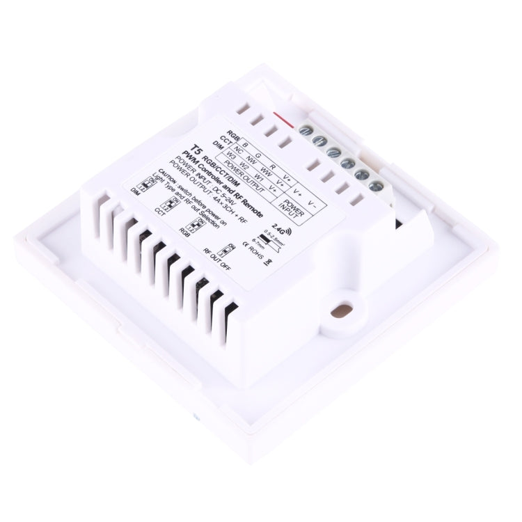 T5 2.4GHz RF Wireless DMX 512 Master Touch Screen Wall Mounted Knob Panel (RGB / CCT / DIM) PWM LED Controller, DC 5-24V(White)