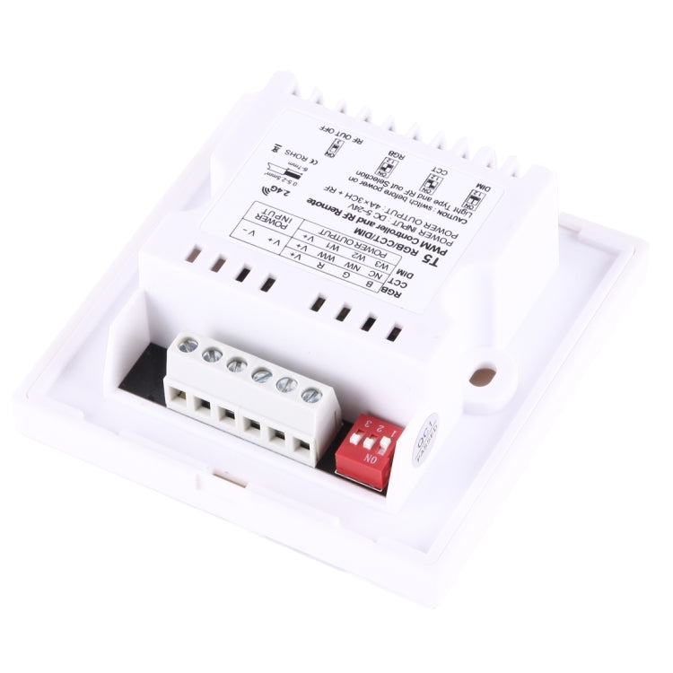 T5 2.4GHz RF Wireless DMX 512 Master Touch Screen Wall Mounted Knob Panel (RGB / CCT / DIM) PWM LED Controller, DC 5-24V(White)