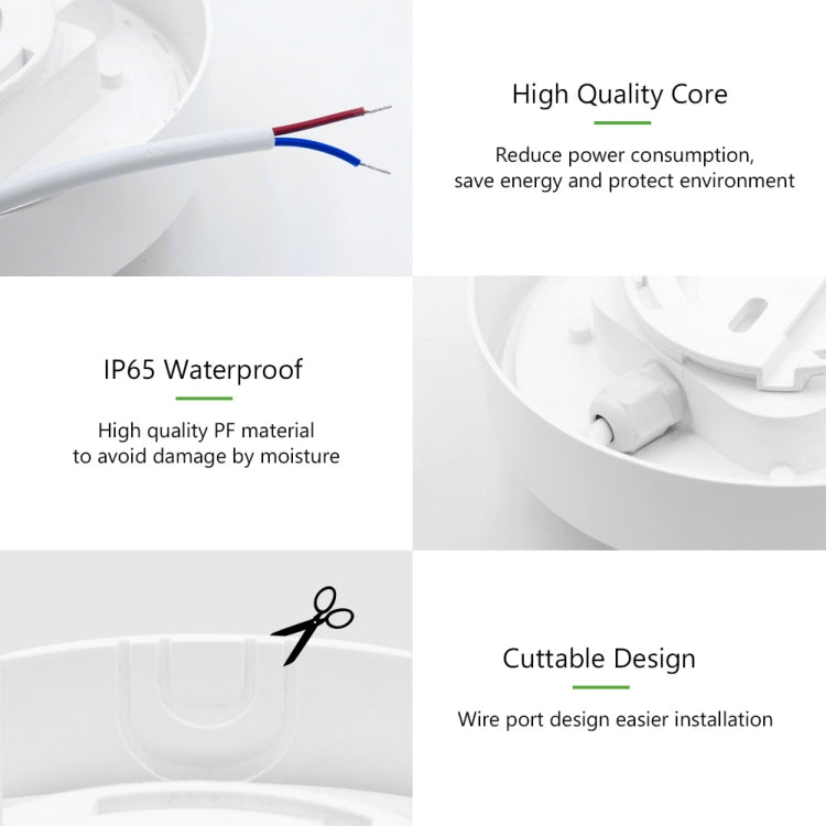 Oval 16W 85-265V 1800LM LED Moisture-proof Lamp LED Wall Light (White)