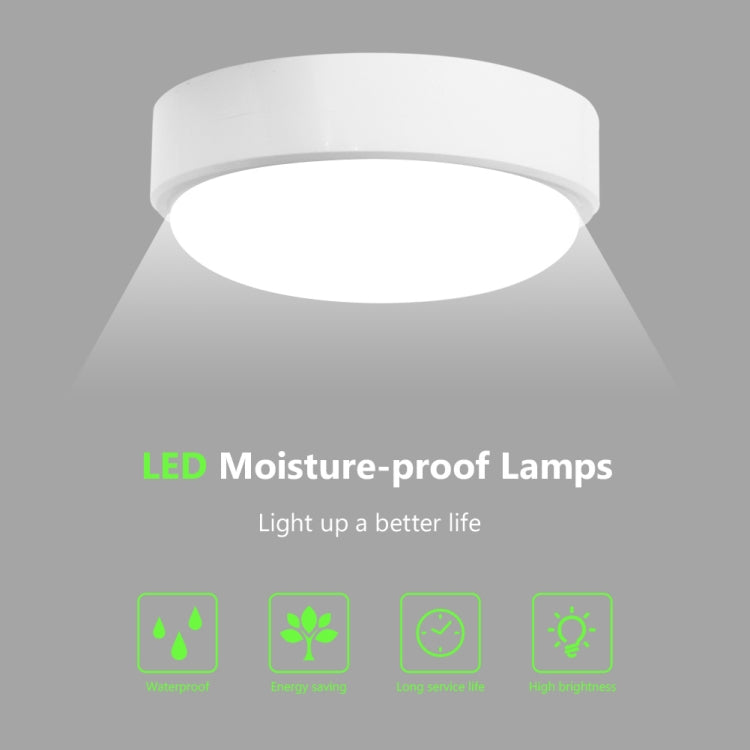 Round 16W 85-265V 1800LM LED Moisture-proof Lamp LED Wall Light (White)