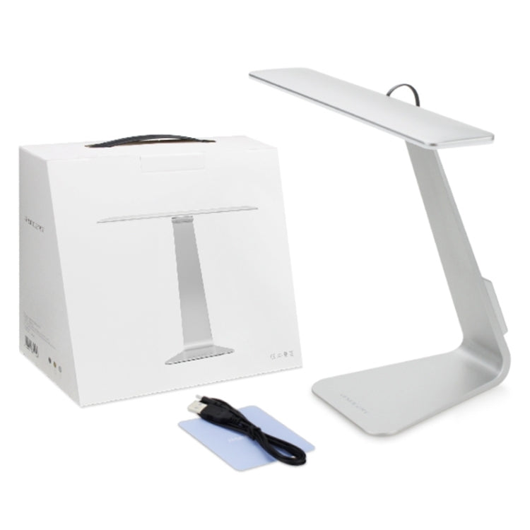 2.5W Ultra-thin LED Table Lamp , 28 LEDs 200 LM USB Rechargeable Eye-care Desk Lamp Touch Led Reading Lamp with LED Charging Indicator Light, DC 5V(Silver)