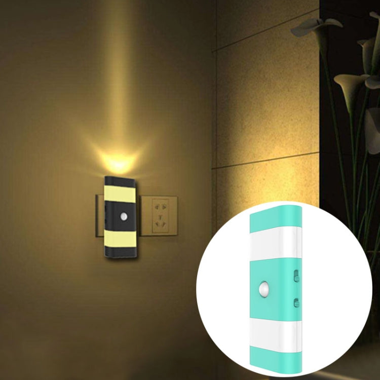 USB Charging 2 Modes White Light or Warm White Light CDS + PIR Human Body Motion Sensor, 6 LEDs 45 LM Rectangle Shape LED Night Light, Sensor Distance: 3-6m