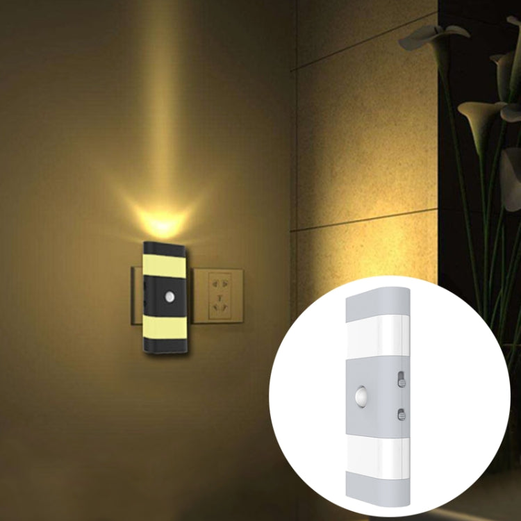 USB Charging 2 Modes White Light or Warm White Light CDS + PIR Human Body Motion Sensor, 6 LEDs 45 LM Rectangle Shape LED Night Light, Sensor Distance: 3-6m