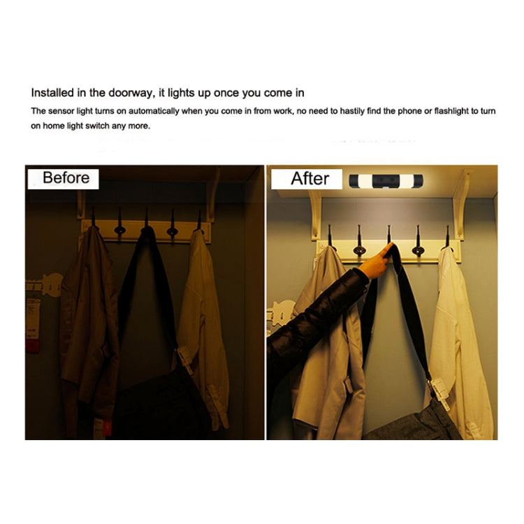 USB Charging 2 Modes White Light or Warm White Light CDS + PIR Human Body Motion Sensor, 6 LEDs 45 LM Rectangle Shape LED Night Light, Sensor Distance: 3-6m