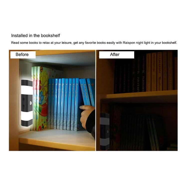 USB Charging 2 Modes White Light or Warm White Light CDS + PIR Human Body Motion Sensor, 6 LEDs 45 LM Rectangle Shape LED Night Light, Sensor Distance: 3-6m