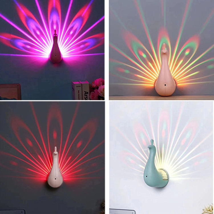 Sunshine ML-D1804 Creative Peacock Colorful Projection Wall Lamp, USB Charge Touch Button LED Night Light with Remote Control(Green)