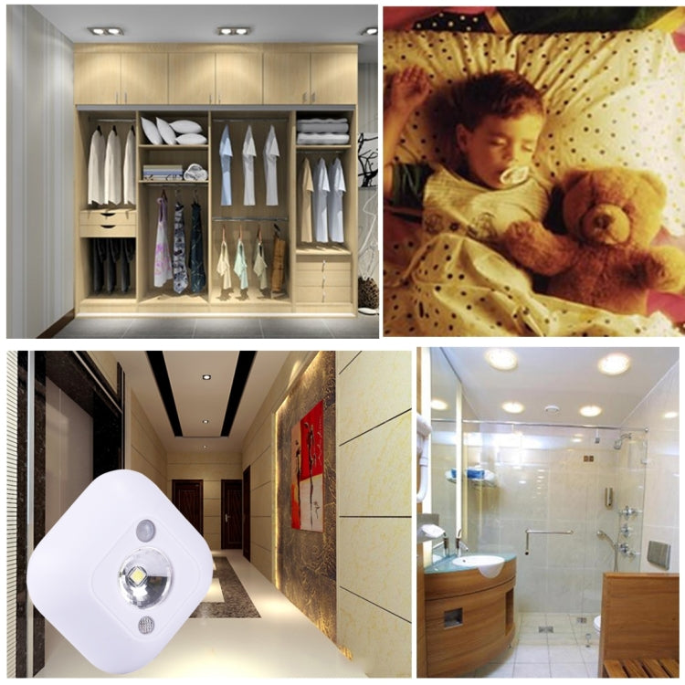 White Light Mini Human Body Motion Induction Ceiling Night Light , Porch Wall Lamps for Cabinets / Bedroom / Bathroom / Living Room, Sensor Distance: 2-3m