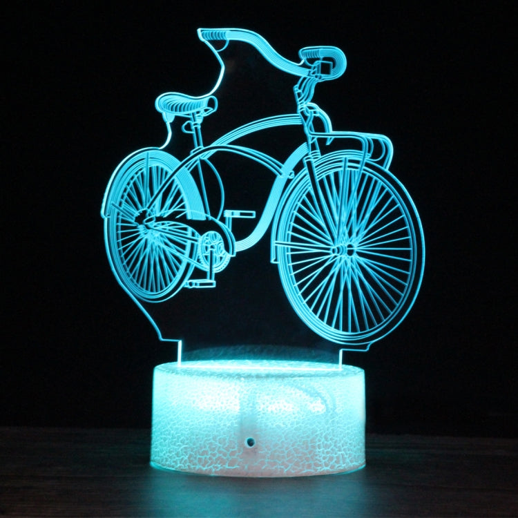 DC01 Crack Base Bicycle Creative 3D Colorful LED Decorative Night Light, USB with Touch Button Version