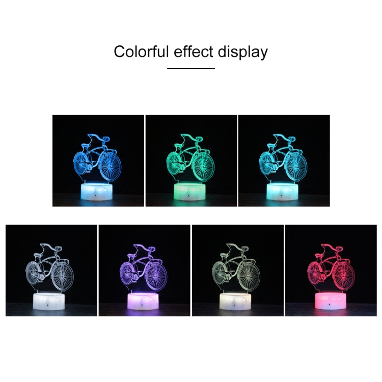 DC01 Crack Base Bicycle Creative 3D Colorful LED Decorative Night Light, USB with Touch Button Version