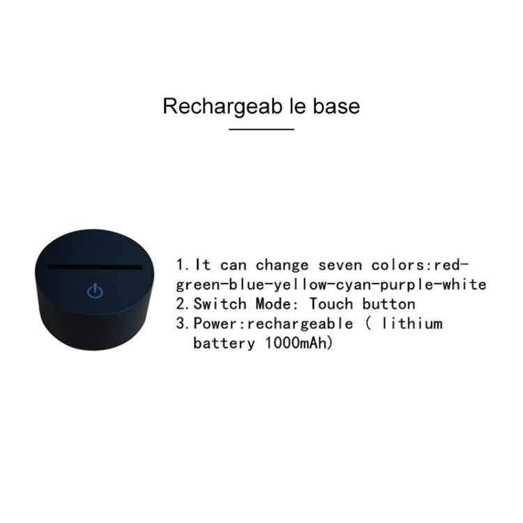Baseball Cap Shape 3D Colorful LED Vision Light Table Lamp, Charging Touch Version