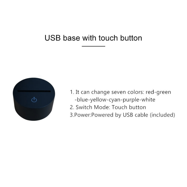 Gear Heart Shape 3D Colorful LED Vision Light Table Lamp, USB Touch Version