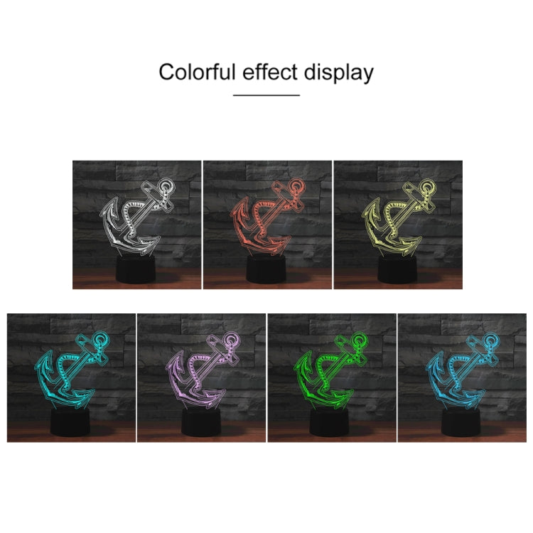 Anchor Shape 3D Colorful LED Vision Light Table Lamp, 16 Colors Remote Control Version