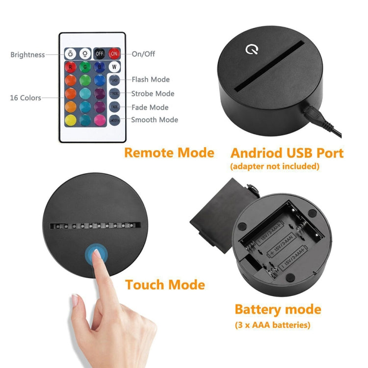 Anchor Shape 3D Colorful LED Vision Light Table Lamp, 16 Colors Remote Control Version
