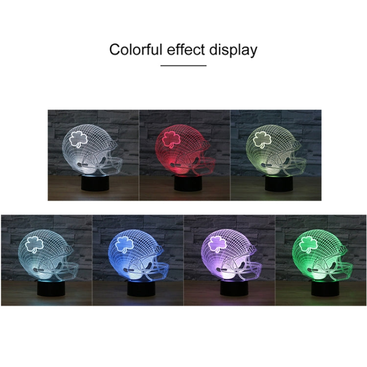 Rugby Hat Flower Shape 3D Colorful LED Vision Light Table Lamp, USB & Battery Version