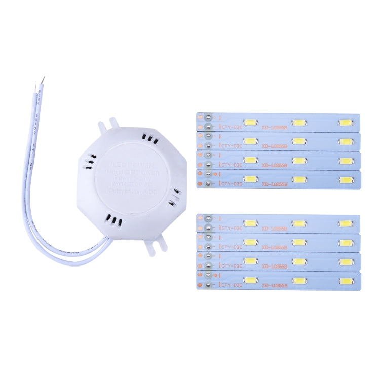12W 24 LEDs SMD 5730 White Light LED Module Ceiling Replace Lamp Transformation Board Patch Light Source with Driver, AC 220V