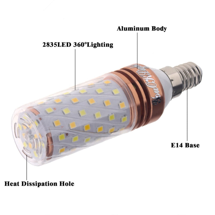 3 PCS  E14 6W LED Corn Light, 72 LEDs SMD 2835 3-color Dimming Energy-saving Bulbs, AC 85-265V