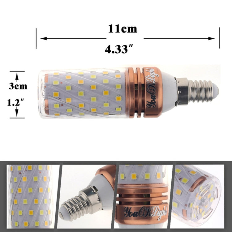 3 PCS  E14 6W LED Corn Light, 72 LEDs SMD 2835 3-color Dimming Energy-saving Bulbs, AC 85-265V