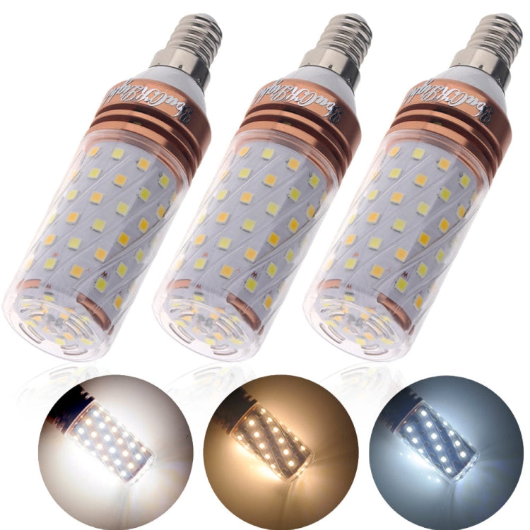 3 PCS  E14 6W LED Corn Light, 72 LEDs SMD 2835 3-color Dimming Energy-saving Bulbs, AC 85-265V