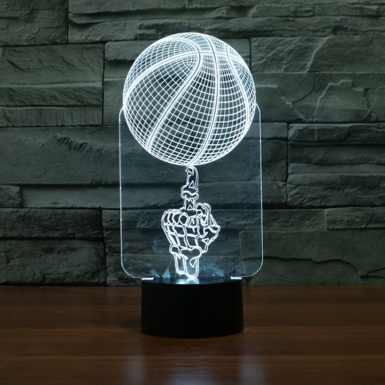 Basketball Black Base Creative 3D LED Decorative Night Light, USB with Touch Button Version