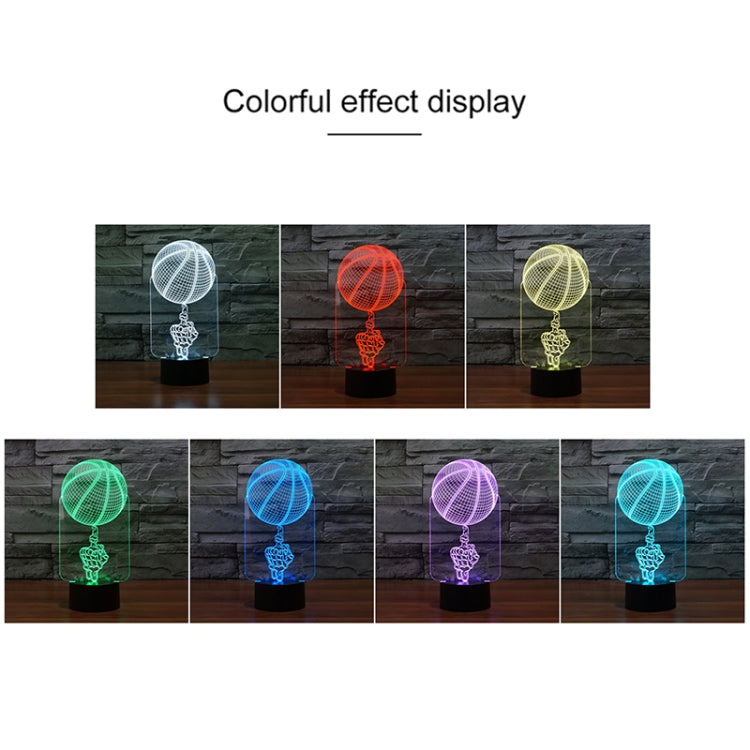Basketball Black Base Creative 3D LED Decorative Night Light, Rechargeable with Touch Button