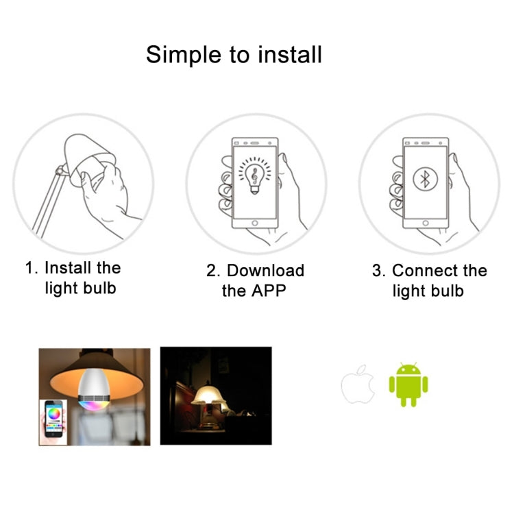 BL06A Bluetooth V4.0 Smart LED Bulb for iPhone 4s and Above Version / Android 2.3.3 and Above Version, Effective Bluetooth Distance: About 10m