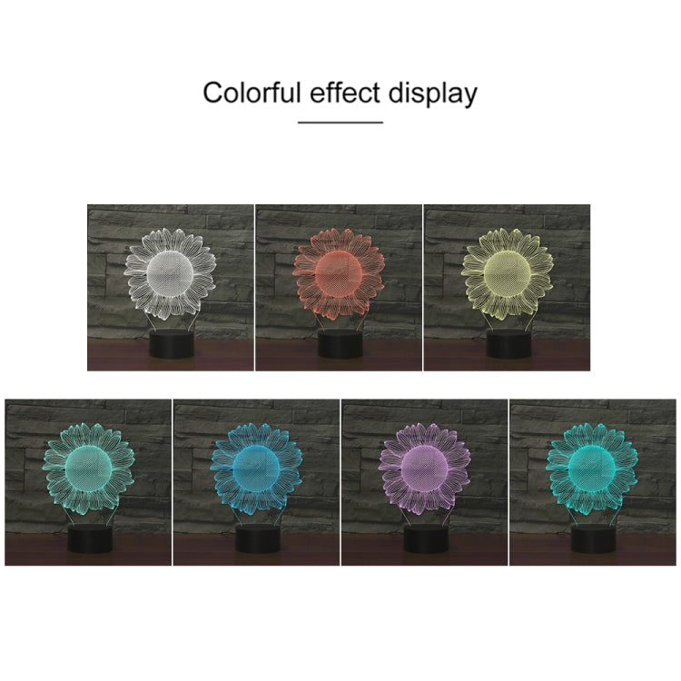 Sunflower Black Base Creative 3D LED Decorative Night Light, 16 Color Remote Control Version