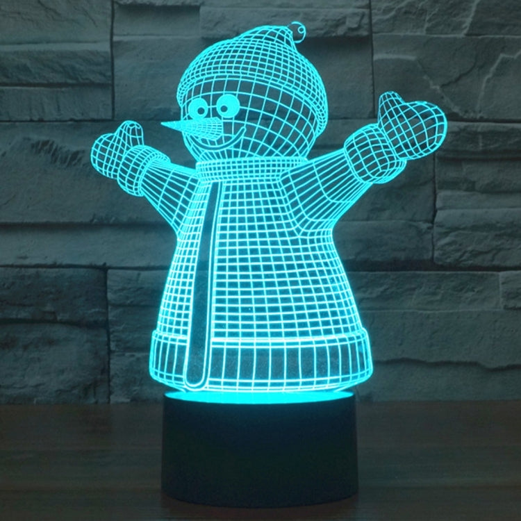 Snowman Style 3D Touch Switch Control LED Light , 7 Color Discoloration Creative Visual Stereo Lamp Desk Lamp Night Light