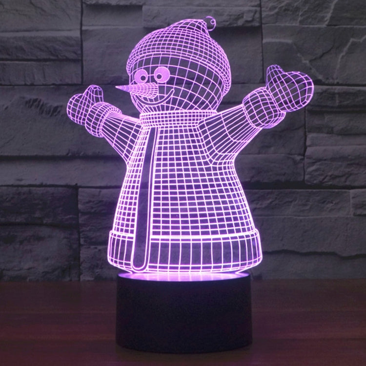 Snowman Style 3D Touch Switch Control LED Light , 7 Color Discoloration Creative Visual Stereo Lamp Desk Lamp Night Light