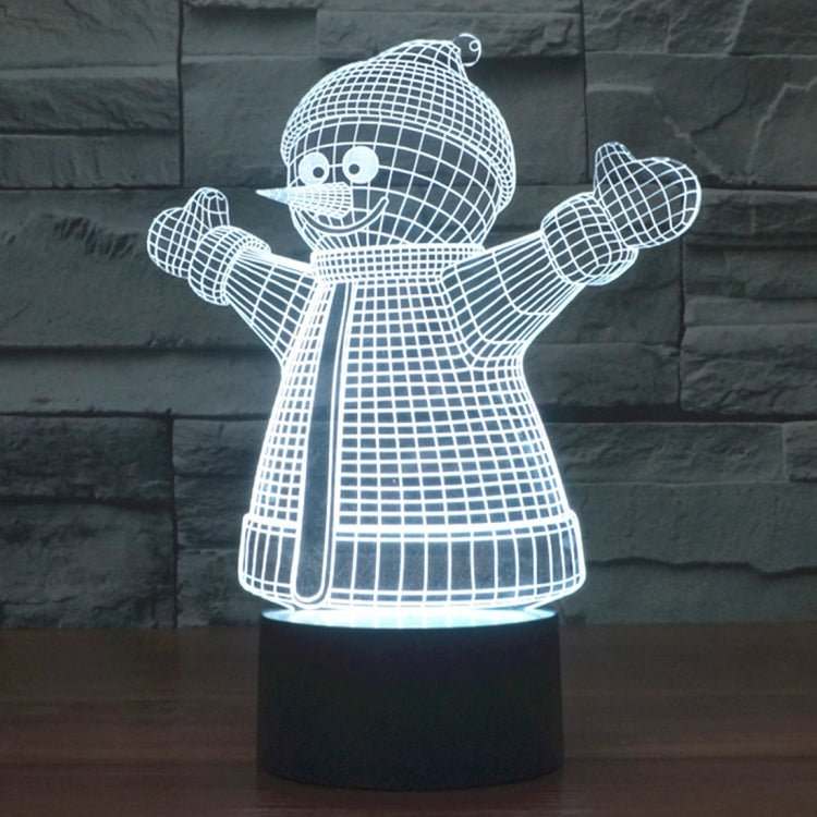 Snowman Style 3D Touch Switch Control LED Light , 7 Color Discoloration Creative Visual Stereo Lamp Desk Lamp Night Light