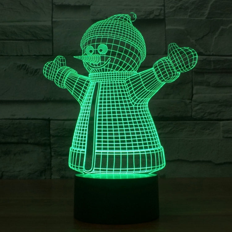 Snowman Style 3D Touch Switch Control LED Light , 7 Color Discoloration Creative Visual Stereo Lamp Desk Lamp Night Light