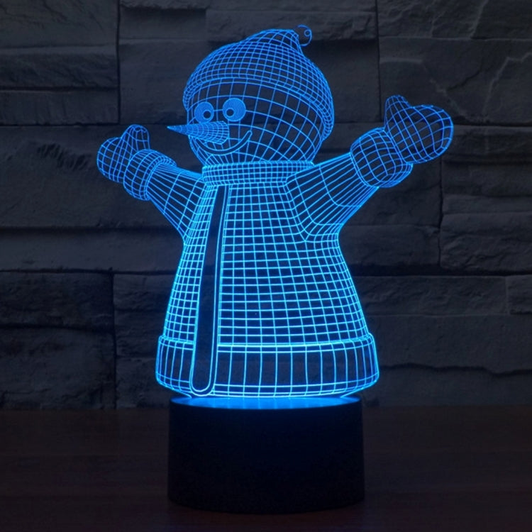 Snowman Style 3D Touch Switch Control LED Light , 7 Color Discoloration Creative Visual Stereo Lamp Desk Lamp Night Light