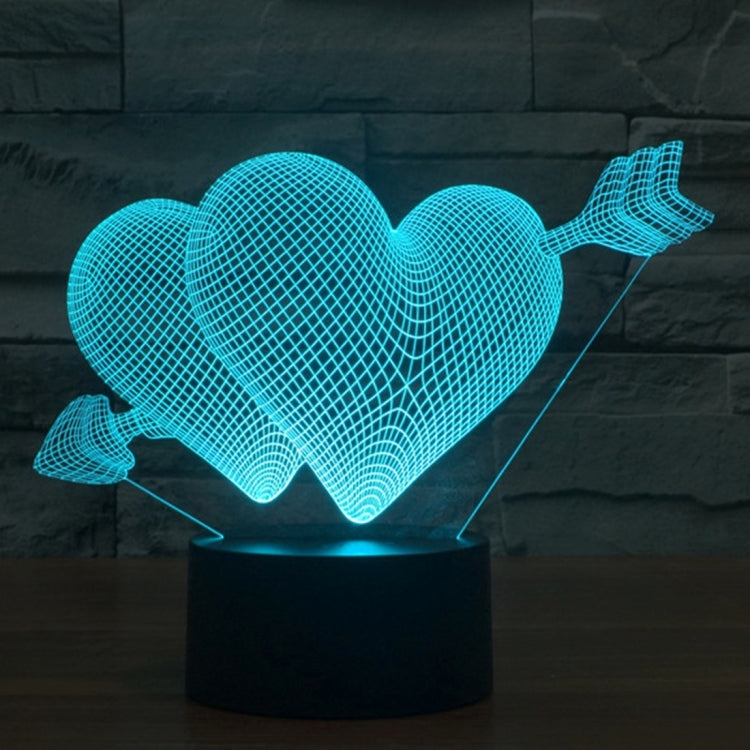 Arrow Through Heart Style 3D Touch Switch Control LED Light , 7 Colour Discoloration Creative Visual Stereo Lamp Desk Lamp Night Light