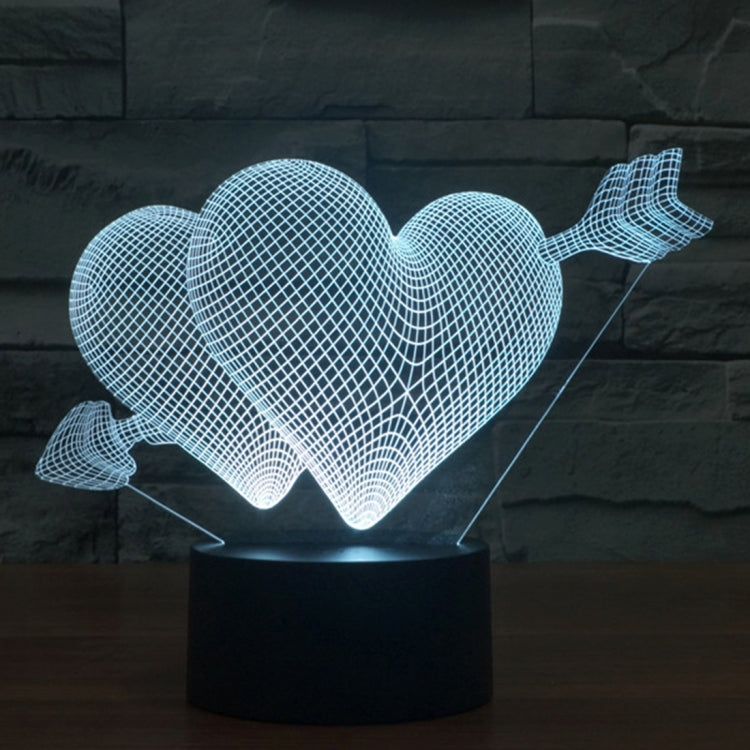 Arrow Through Heart Style 3D Touch Switch Control LED Light , 7 Colour Discoloration Creative Visual Stereo Lamp Desk Lamp Night Light