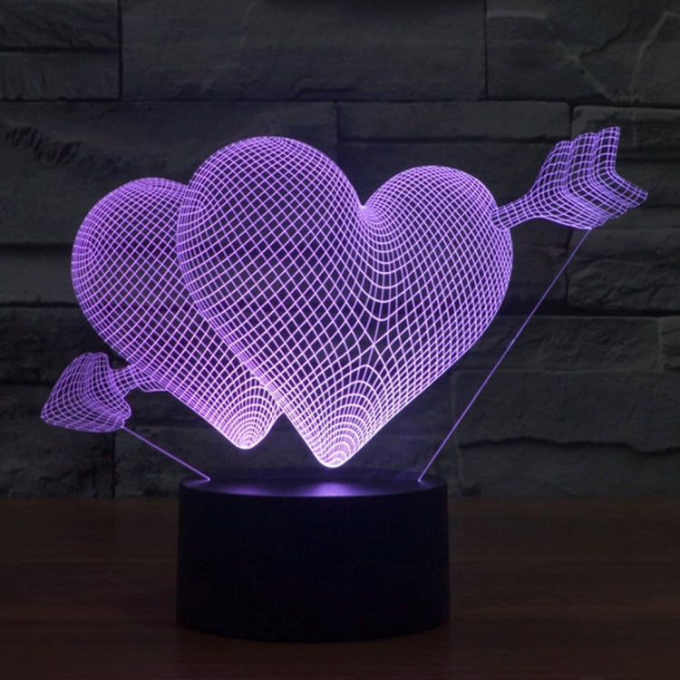 Arrow Through Heart Style 3D Touch Switch Control LED Light , 7 Colour Discoloration Creative Visual Stereo Lamp Desk Lamp Night Light